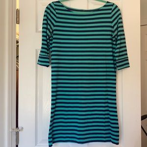 Lilly Pulizter Teal & Navy Striped Knit Dress